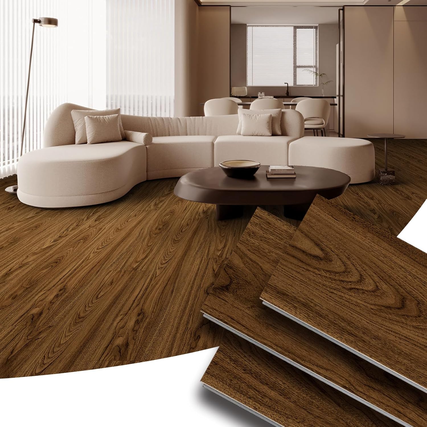 Premium Hickory-Style Luxury Planks with Foam Pad Integration