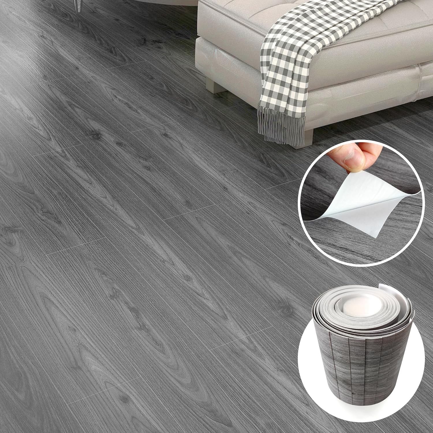 Premium Grey Wood Self-Adhesive Tiles with Residue-Free Technology